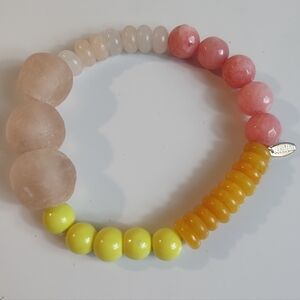 Serefina Anthropologie Rose Quartz & Gemstone Beaded Stretch Bracelet Tag